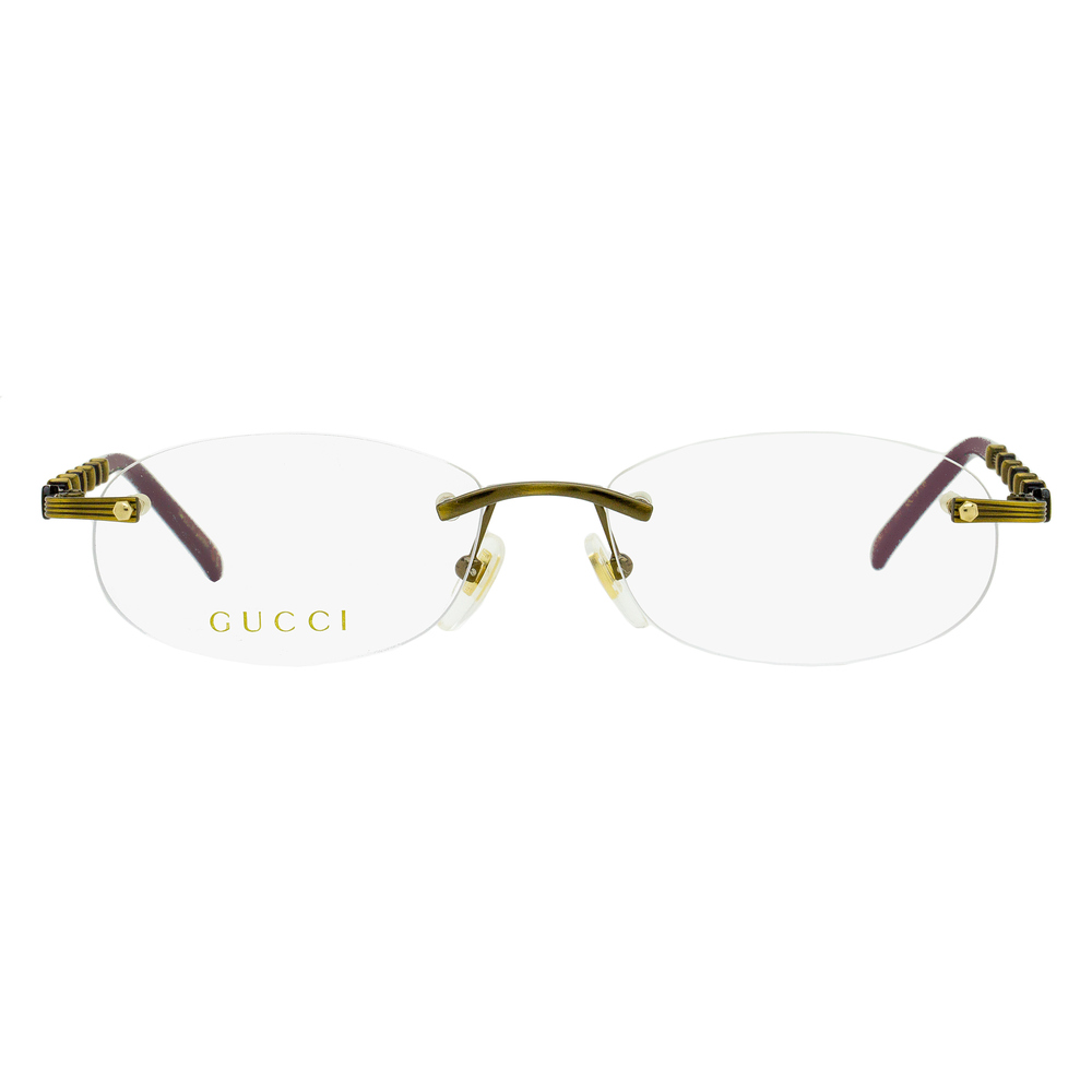 Gucci Bamboo Rimless Eyeglasses GG0857OJ 003 Antique Gold/Maroon 52mm - Picture 2 of 2